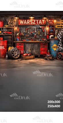 Tło fotograficzne „Warsztat Samochodowy Retro – Route 66” | 3926